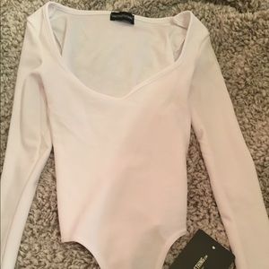 Crepe V Neck Long Sleeve Bodysuit
